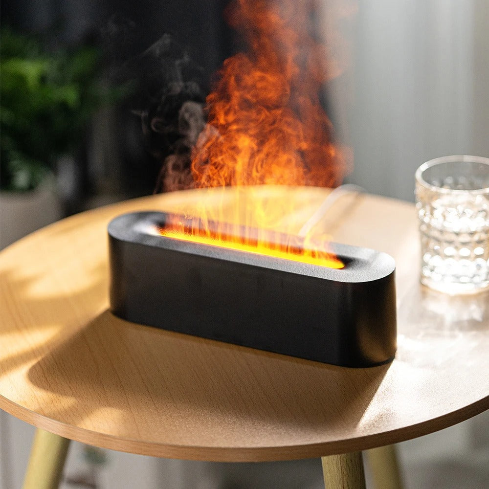 Luftfugter med Flammeeffekt og Aroma Diffuser