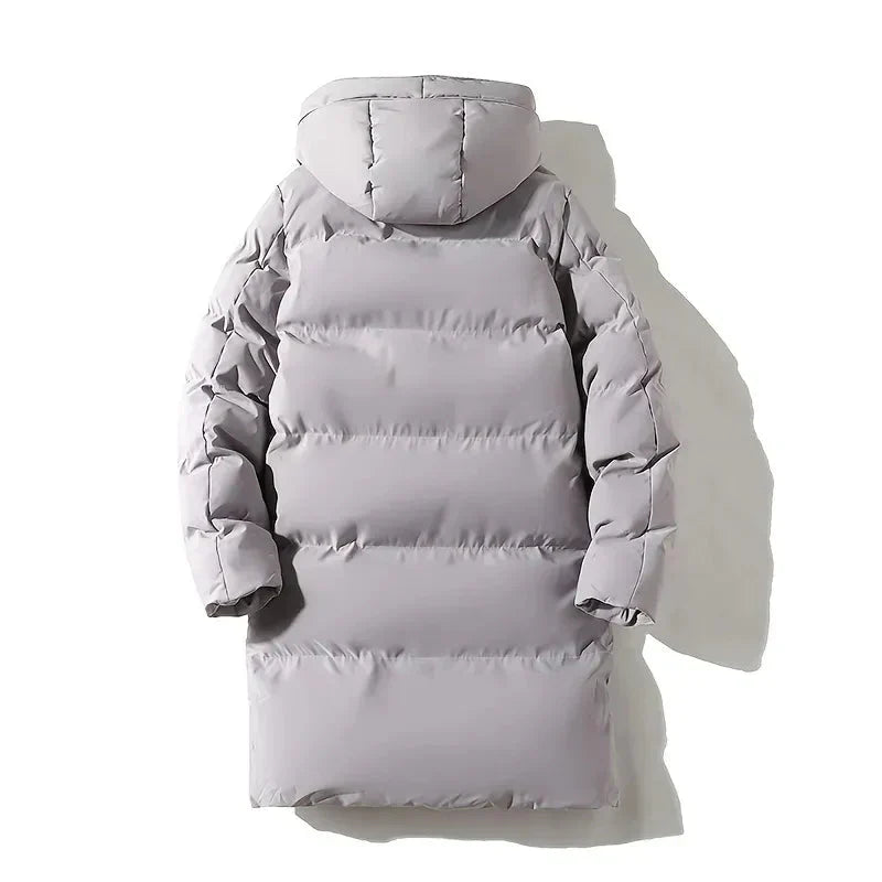 Lukas Manteau Lang Herre – Vatteret Vinter Dunjakke med Hætte & Moderne Stil