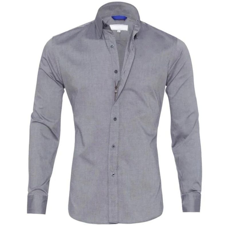 Herre Bluse med Lynlås og Rynke-fri Design
