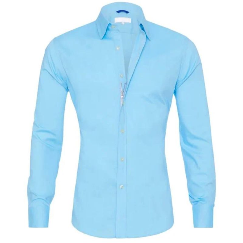 Herre Bluse med Lynlås og Rynke-fri Design