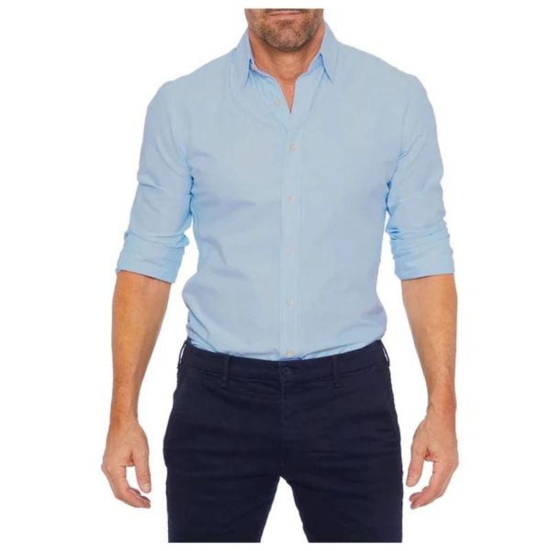 Herre Bluse med Lynlås og Rynke-fri Design