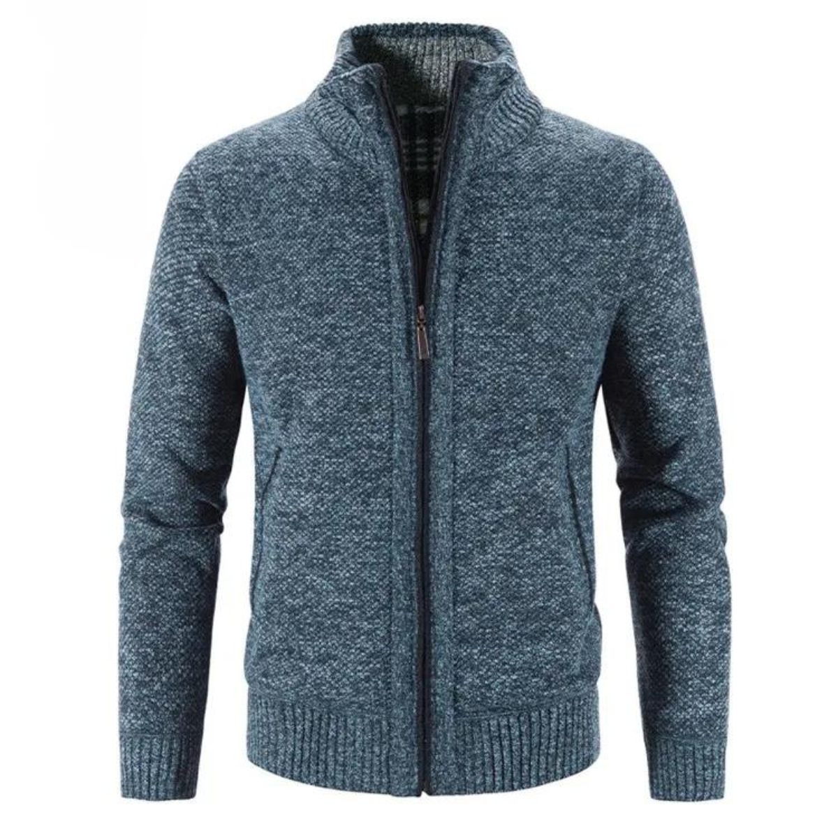Herre Cardigan med Lynlås og Mock Hals
