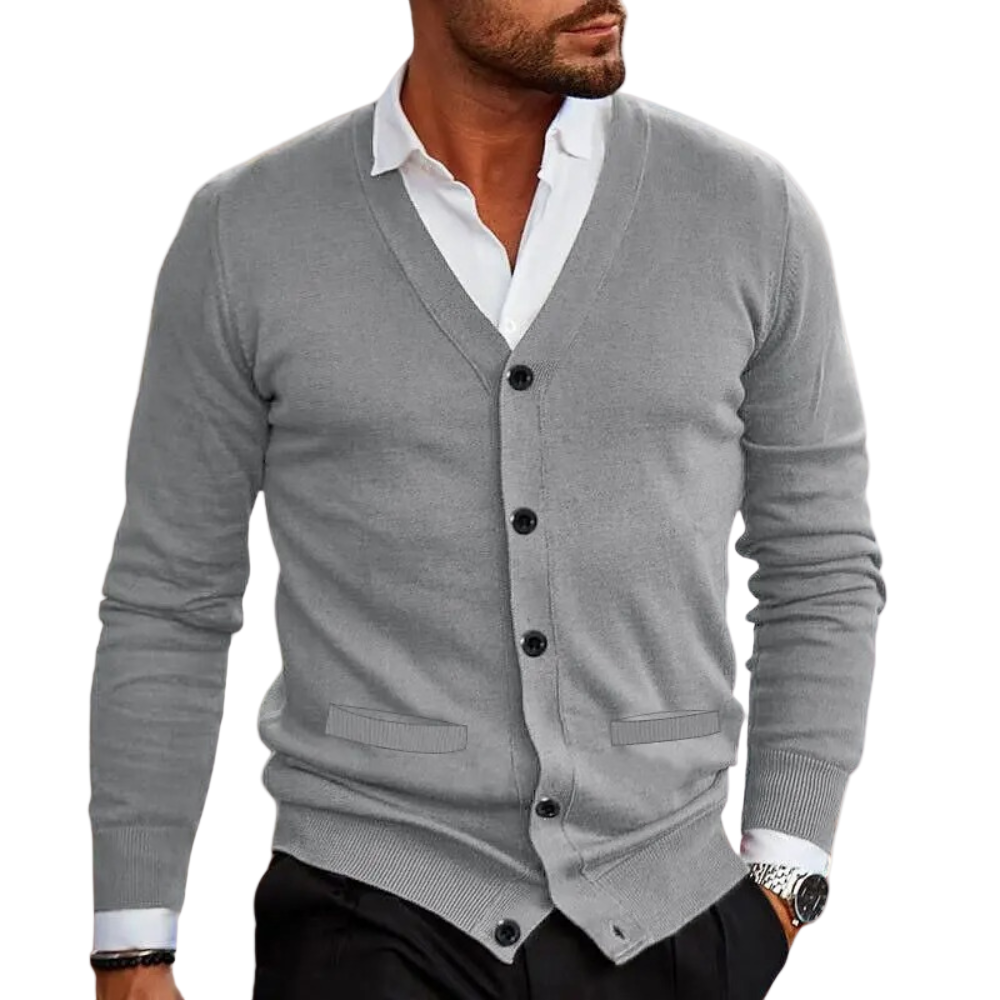 Herre Cardigan med V-hals og Knapper