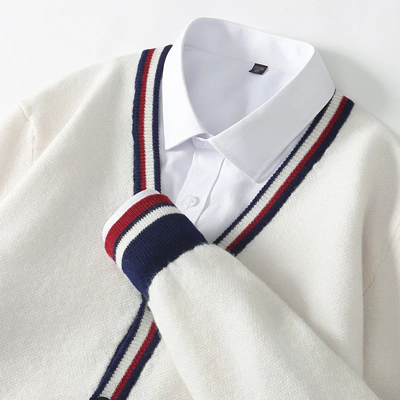 Herre Cardigan med V-hals og Knapper