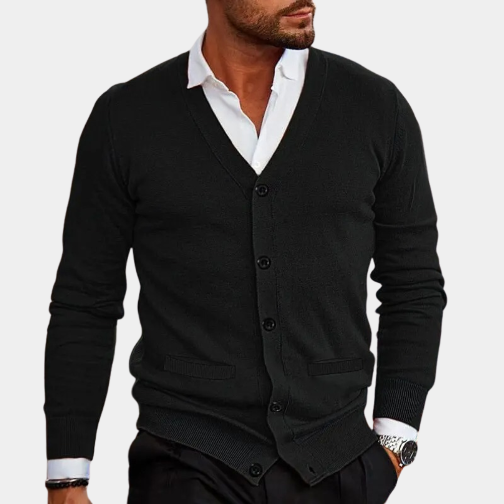 Herre Cardigan med V-hals og Knapper