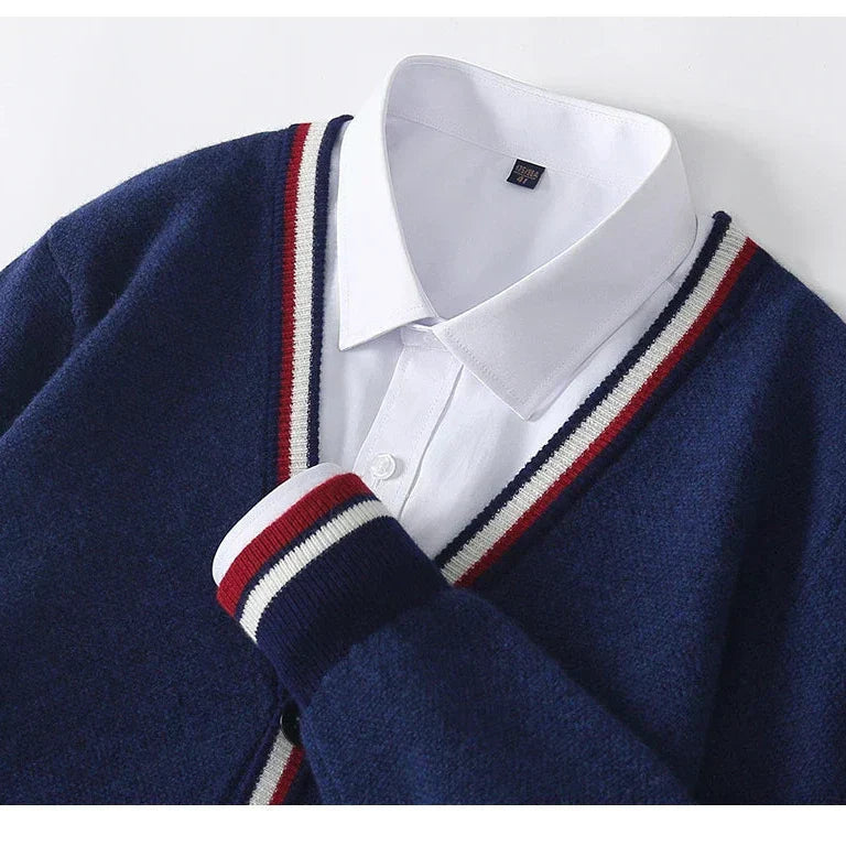 Herre Cardigan med V-hals og Knapper