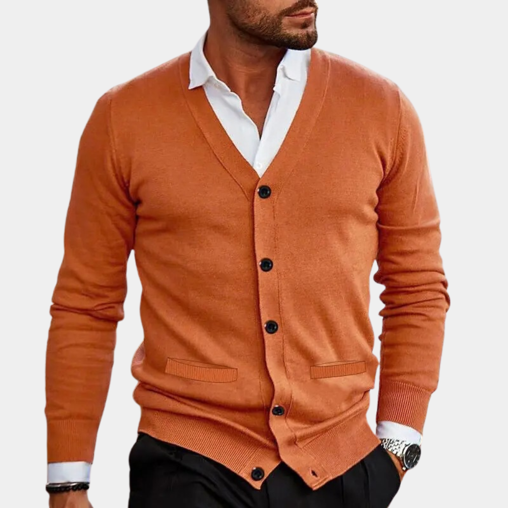 Herre Cardigan med V-hals og Knapper