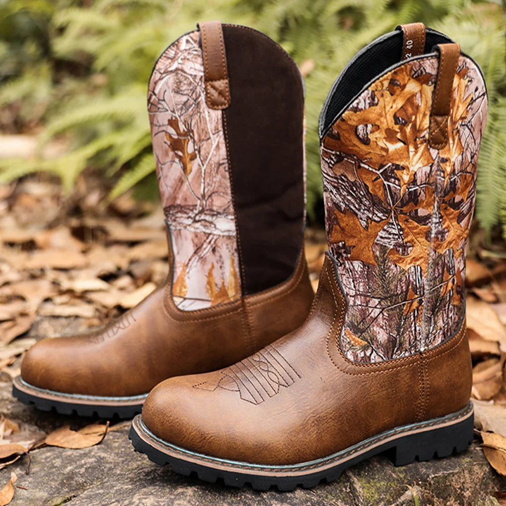 Herre Cowboy Støvler Læder Western Stil Letvægts Anti-Slip