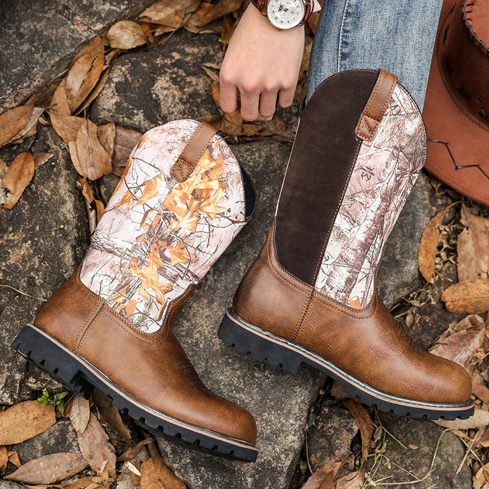 Herre Cowboy Støvler Læder Western Stil Letvægts Anti-Slip