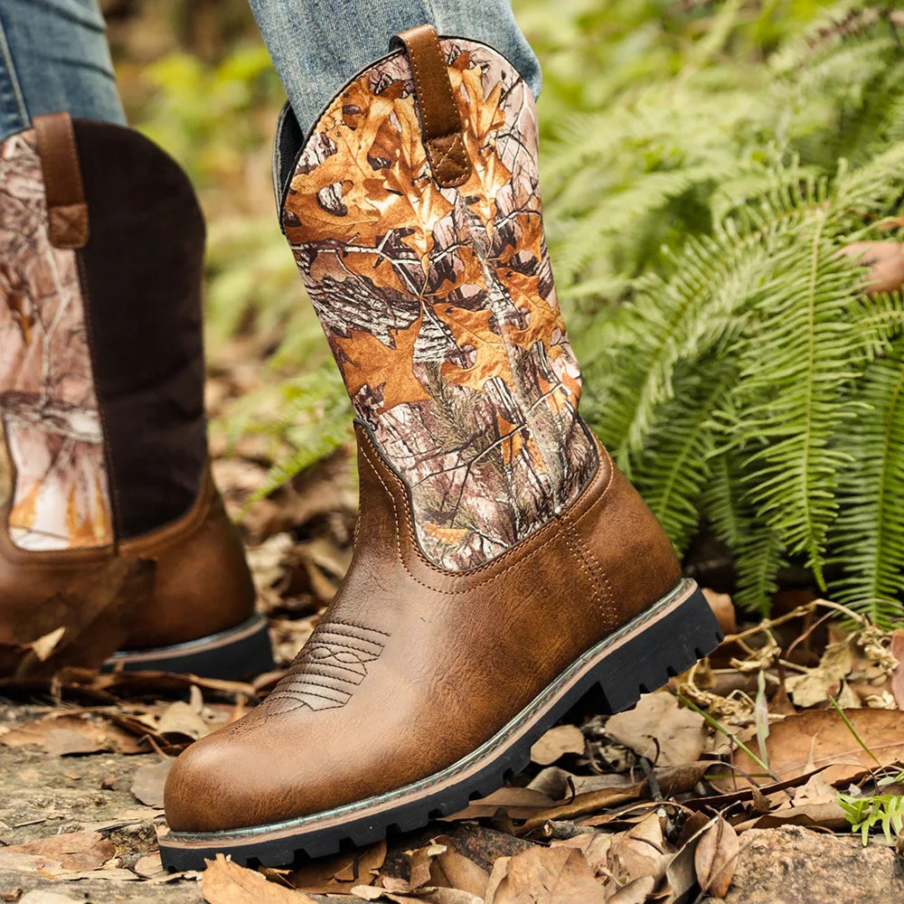 Herre Cowboy Støvler Læder Western Stil Letvægts Anti-Slip