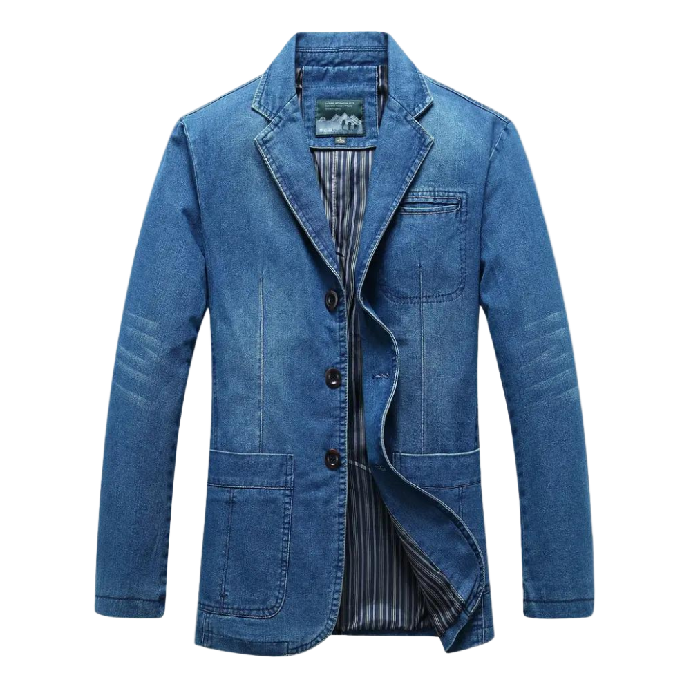 Herre Denim Blazer Afslappet Stil