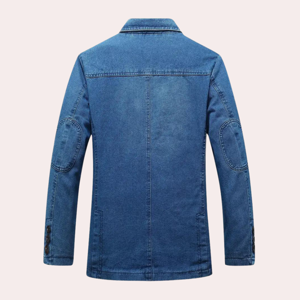 Herre Denim Blazer Afslappet Stil