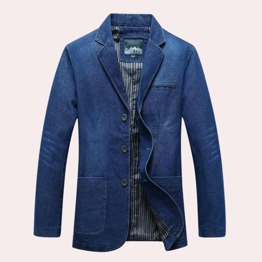 Herre Denim Blazer Afslappet Stil