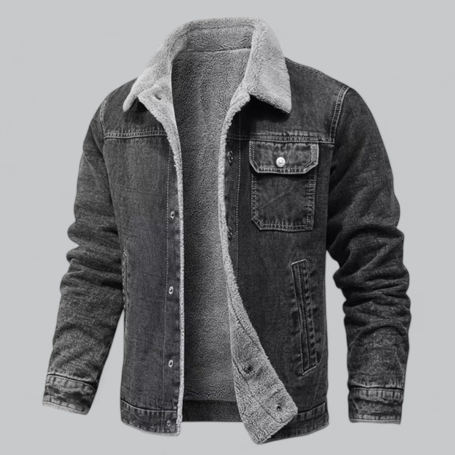 Herre Denimjakke Fleeceforet
