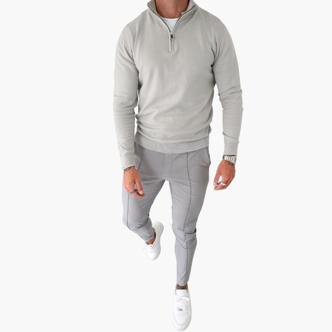 Herre Jumper med Halv Lynlås Casual Stil