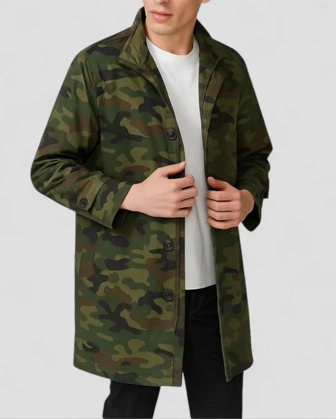 Herre Lang Overfrakke Minimalistisk Stil