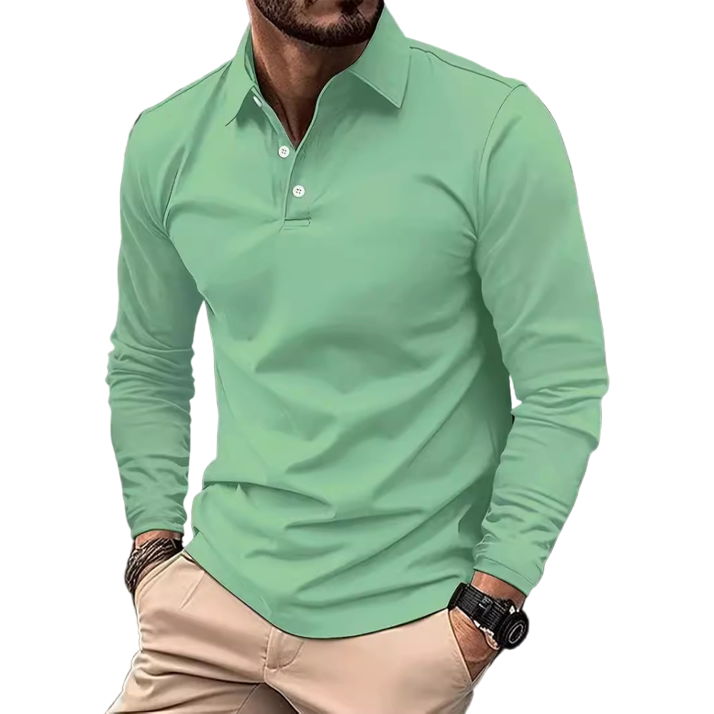Mænds Langærmet Poloshirt Klassisk Stil