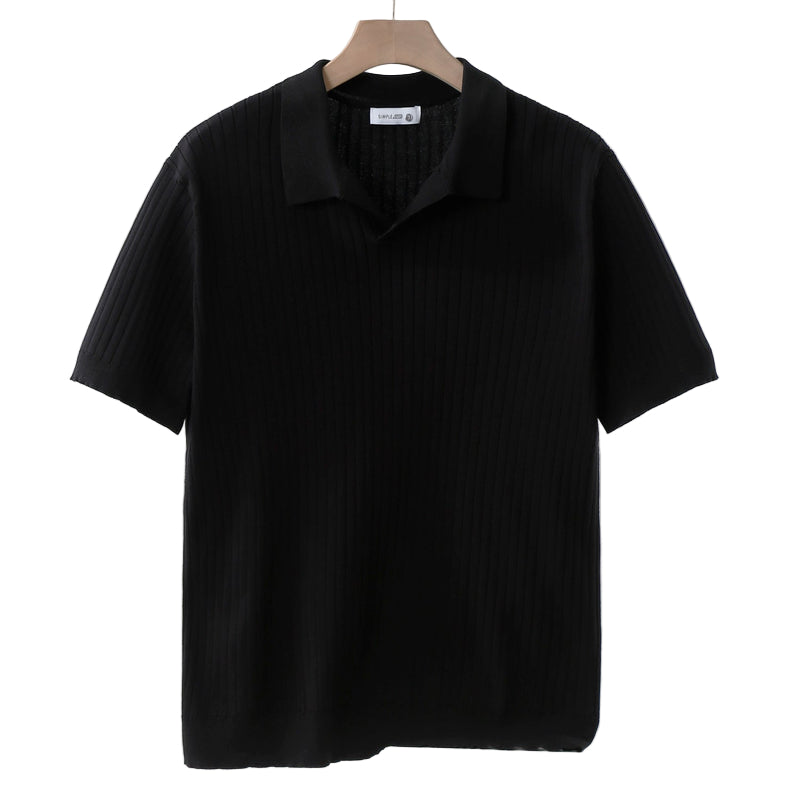 Herre Poloshirt Klassisk Stil Med Ribbenmønster