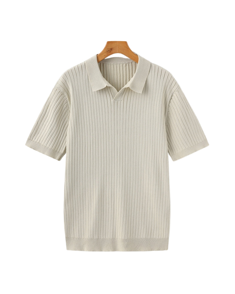 Herre Poloshirt Ribbet Stil