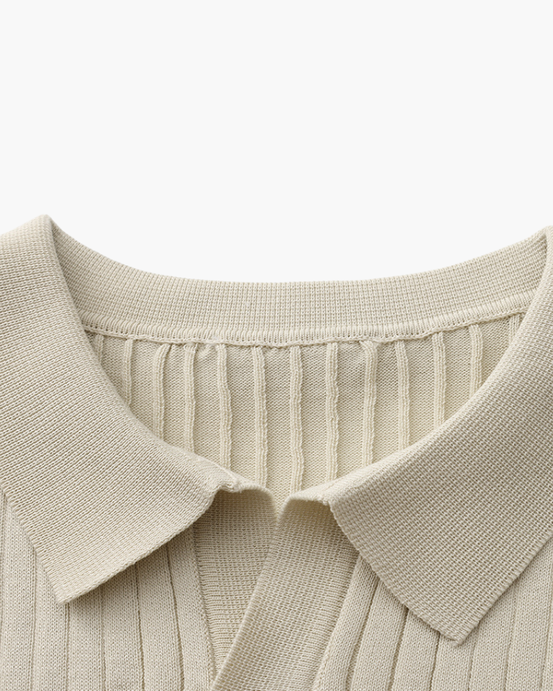Herre Poloshirt Ribbet Stil