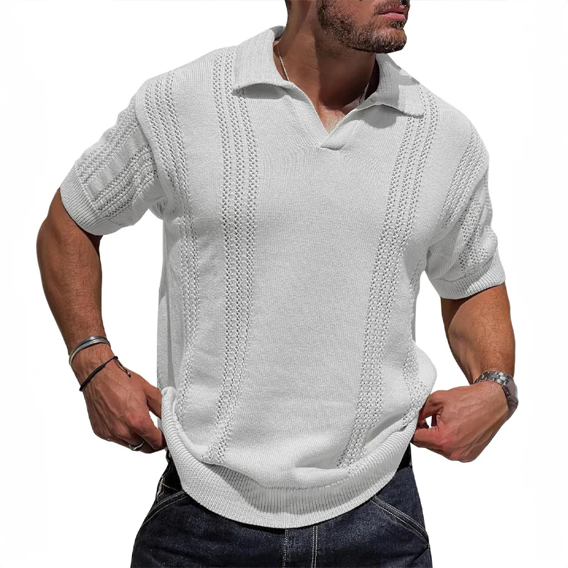 Herre Poloshirt Strikket Sommerstil