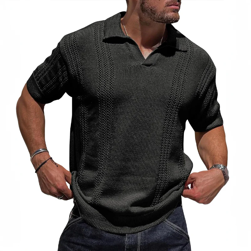 Herre Poloshirt Strikket Sommerstil