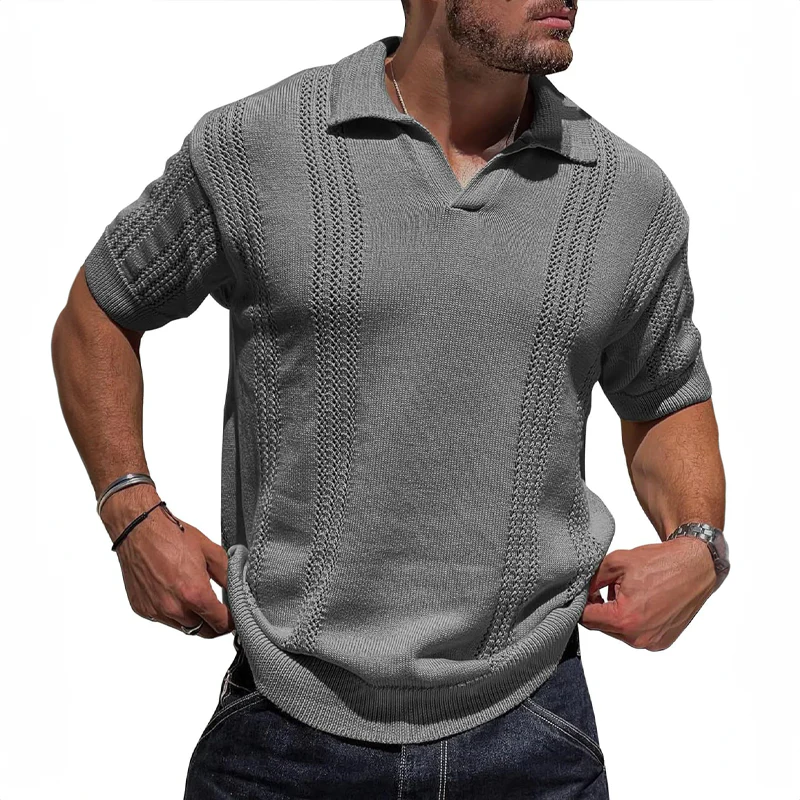 Herre Poloshirt Strikket Sommerstil