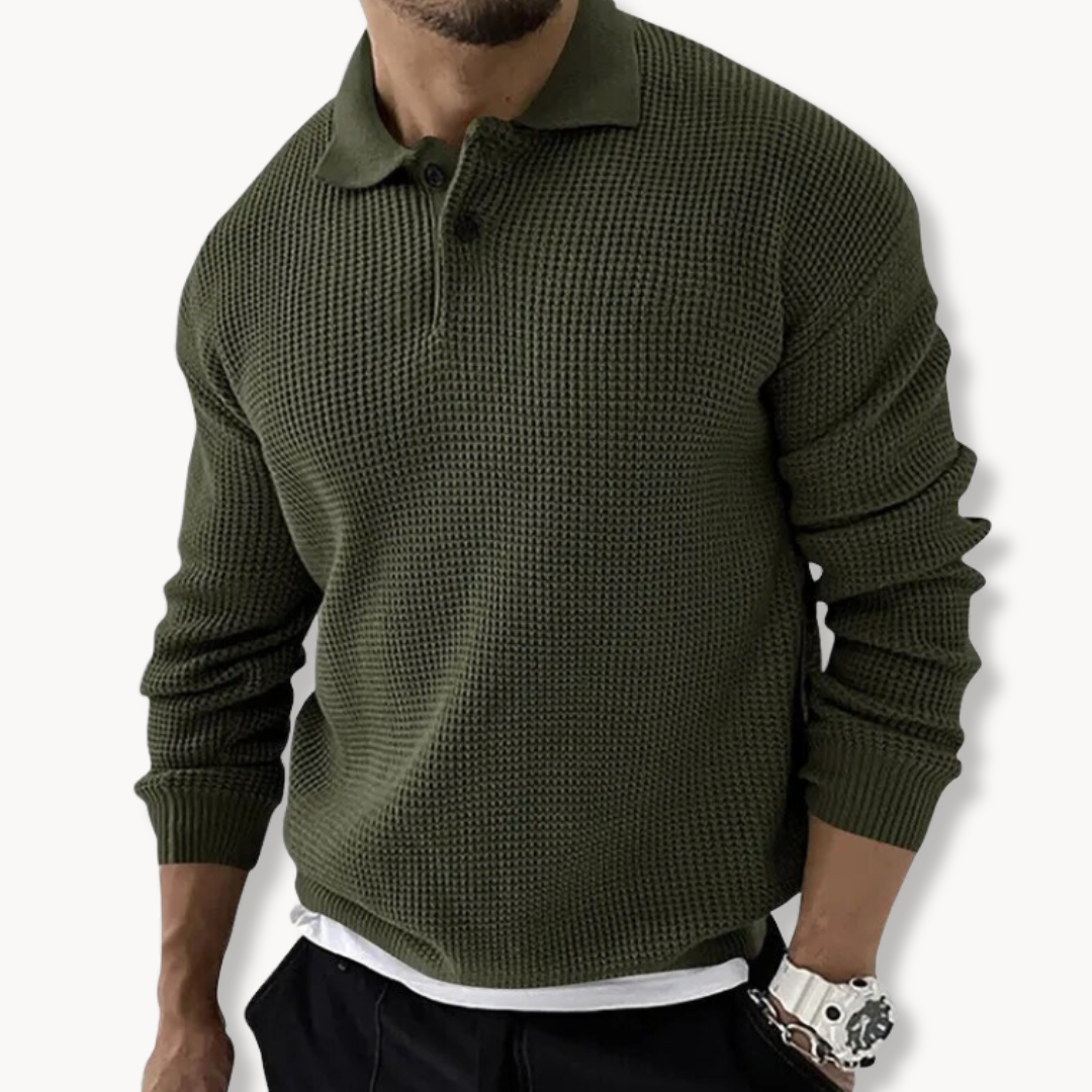 Herre Poloshirt Tidløs Stil Strikket
