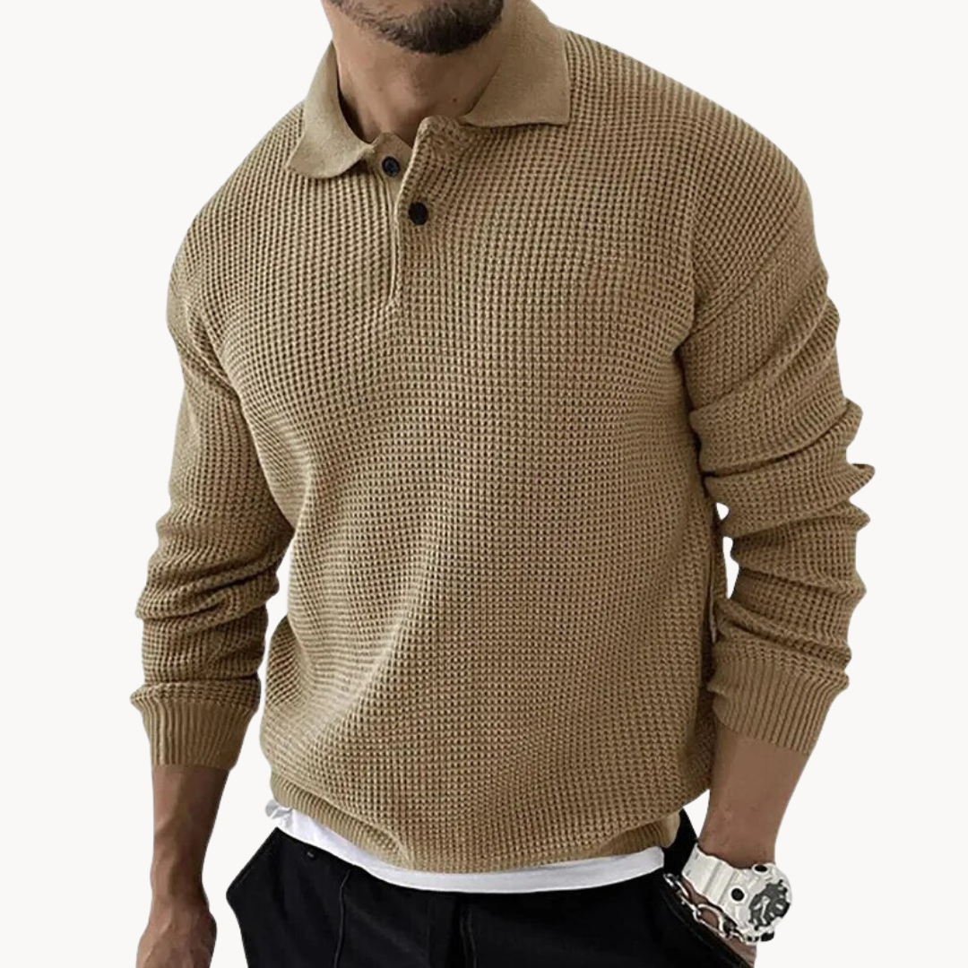 Herre Poloshirt Tidløs Stil Strikket
