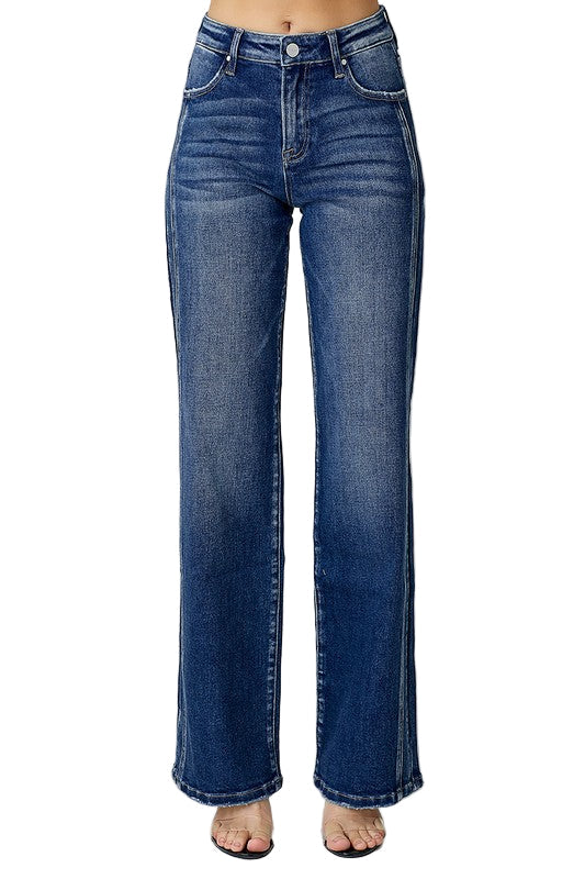 Kvinders Straight Jeans Mørk Denim