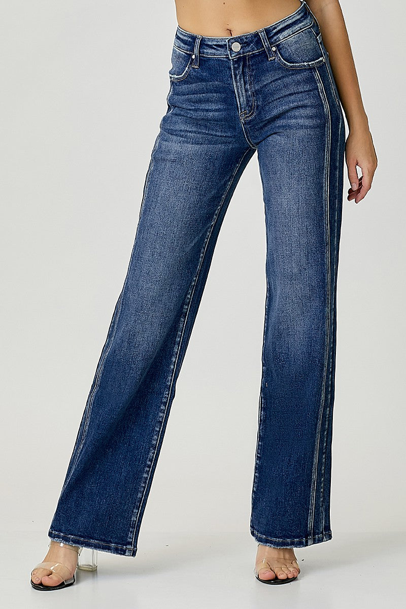 Kvinders Straight Jeans Mørk Denim