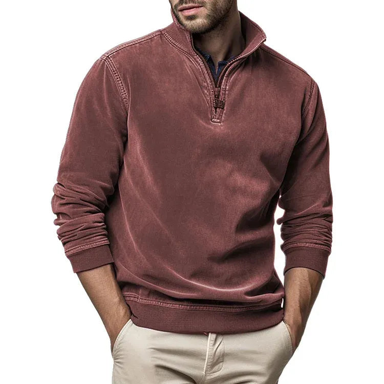 Herre Vintage Sweatshirt med Vaskede Detaljer