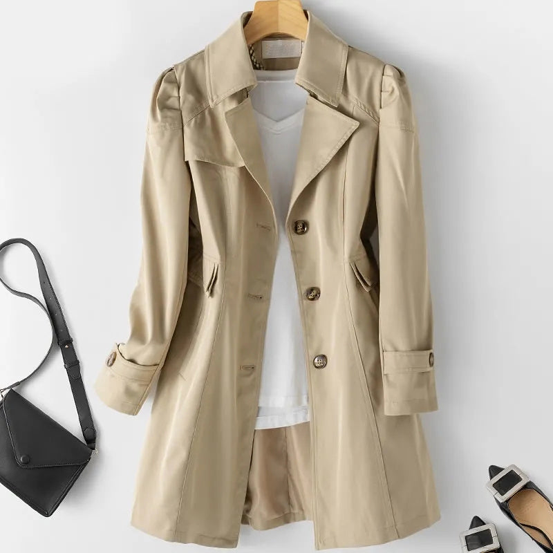 Freya Trench Kvinde Mid-Length – Elegant Snit, Letvægtsstof & Alsidig Chic Stil
