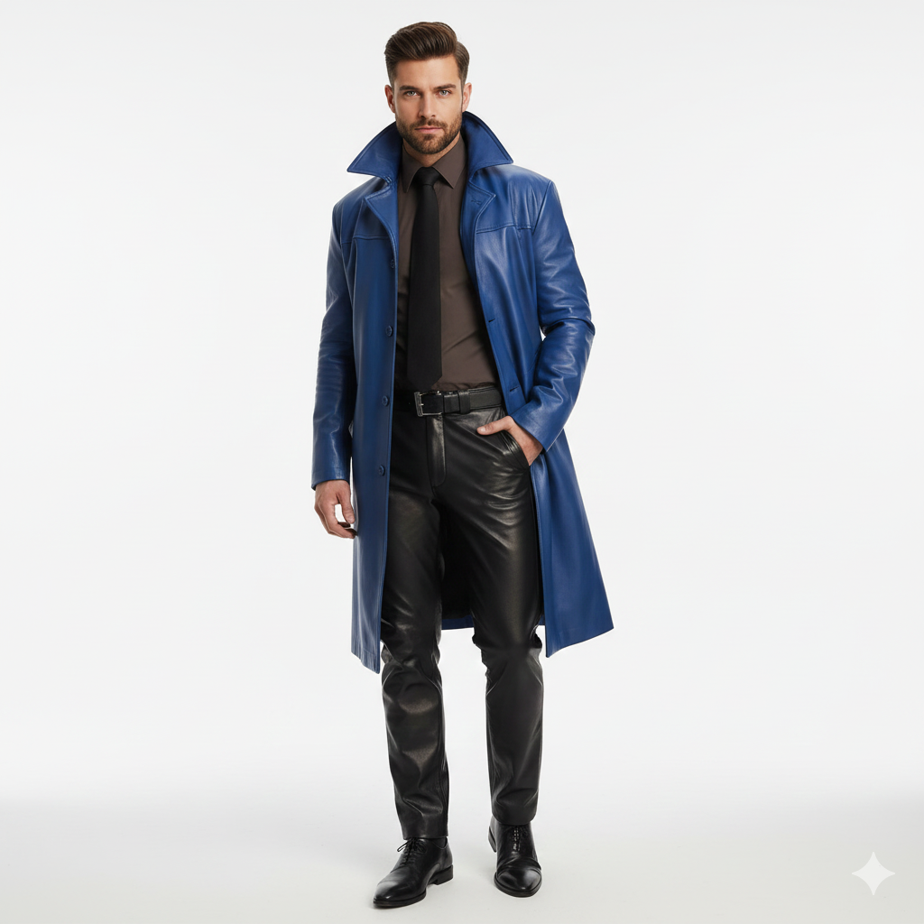 Marlo Lang Trench Coat til Mænd – Elegant Frakke med Klassisk Knappesystem Moderne Snit