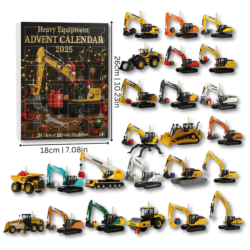 ConstructJoy | Børne Adventskalender Byggeplads Køretøjer Ornamenter