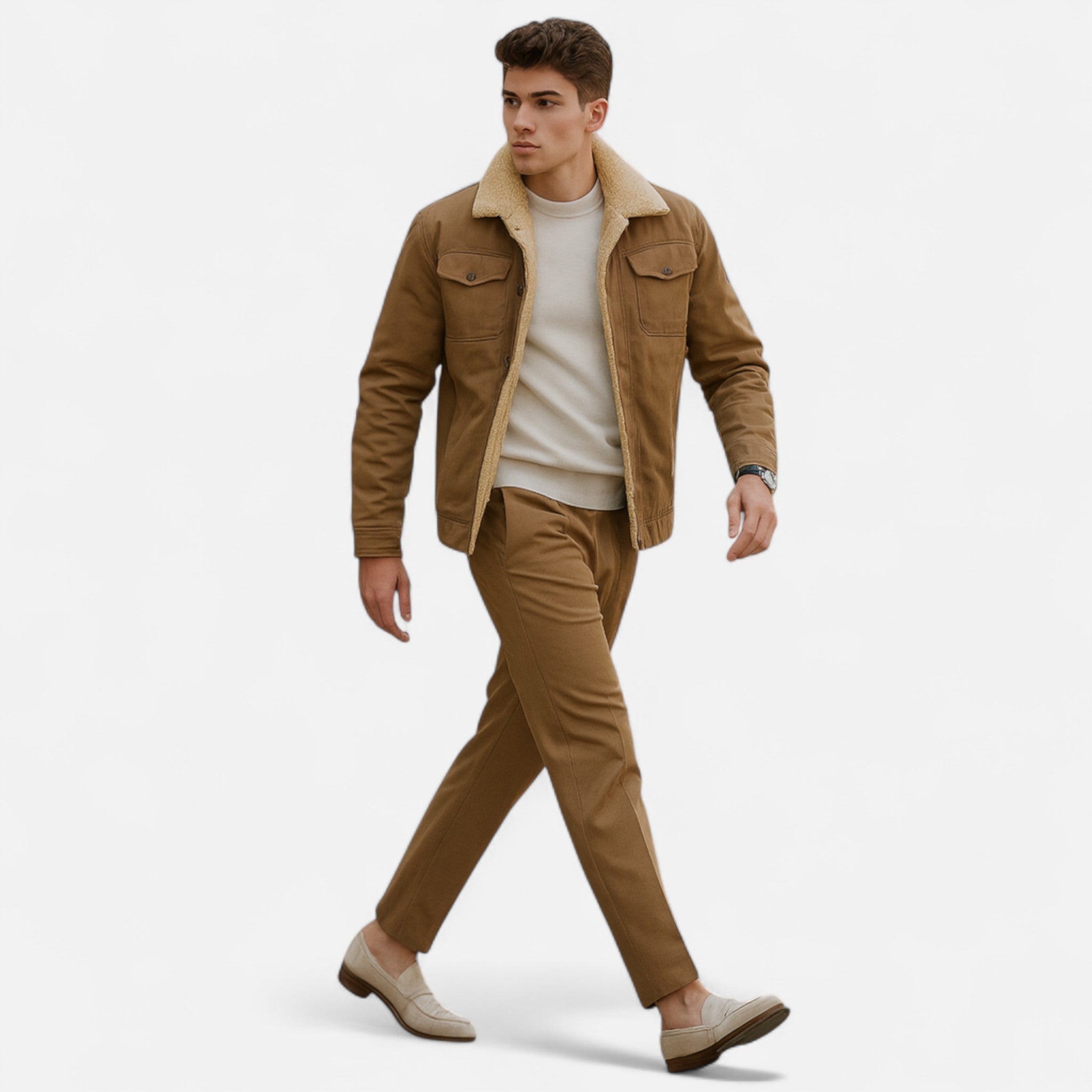Herre Bomberjakke – Klassisk Aviator – Sherpa Krave – Vinter Casual