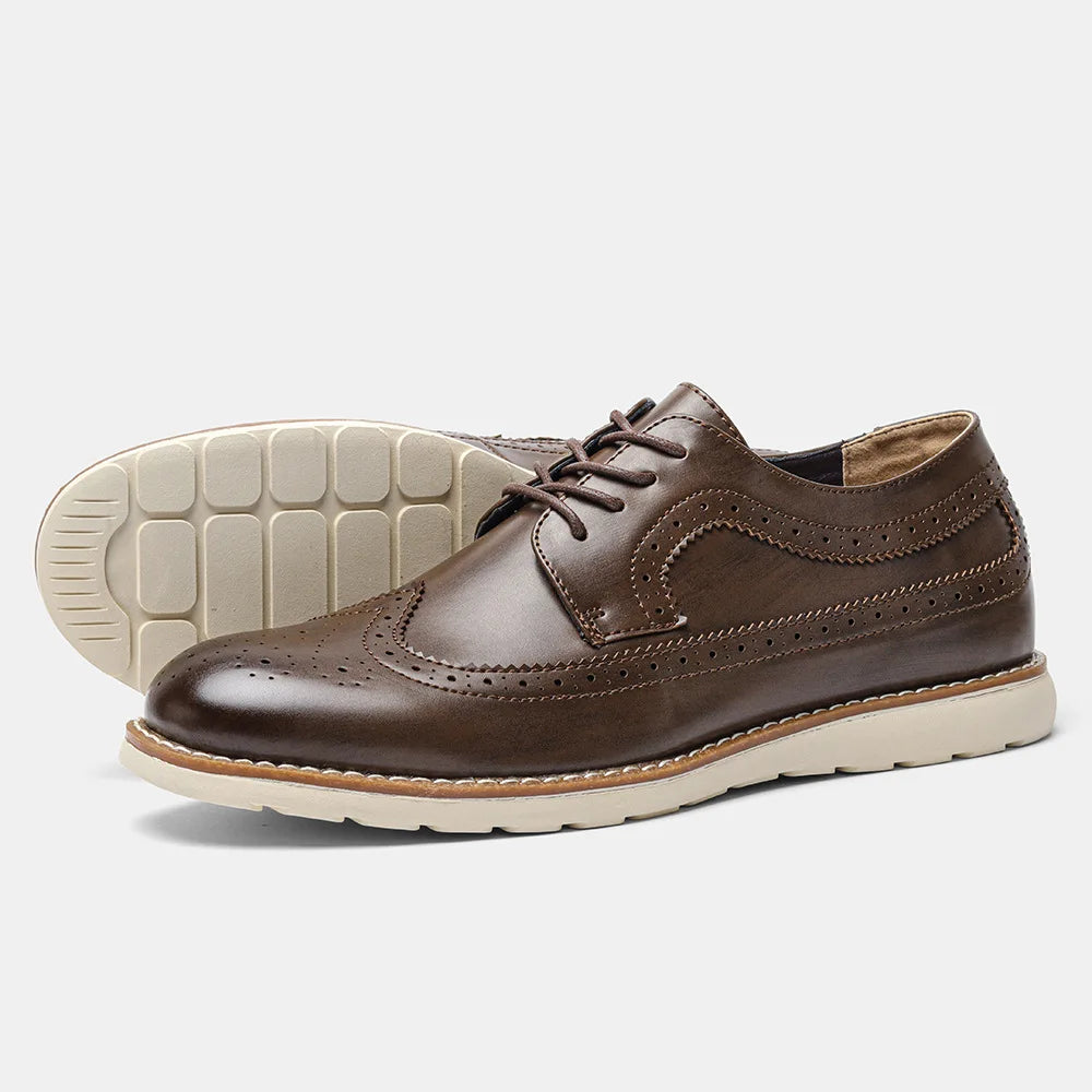 Herre Brogue Oxford Sko – Klassisk Wingtip Design med Polstret Sål
