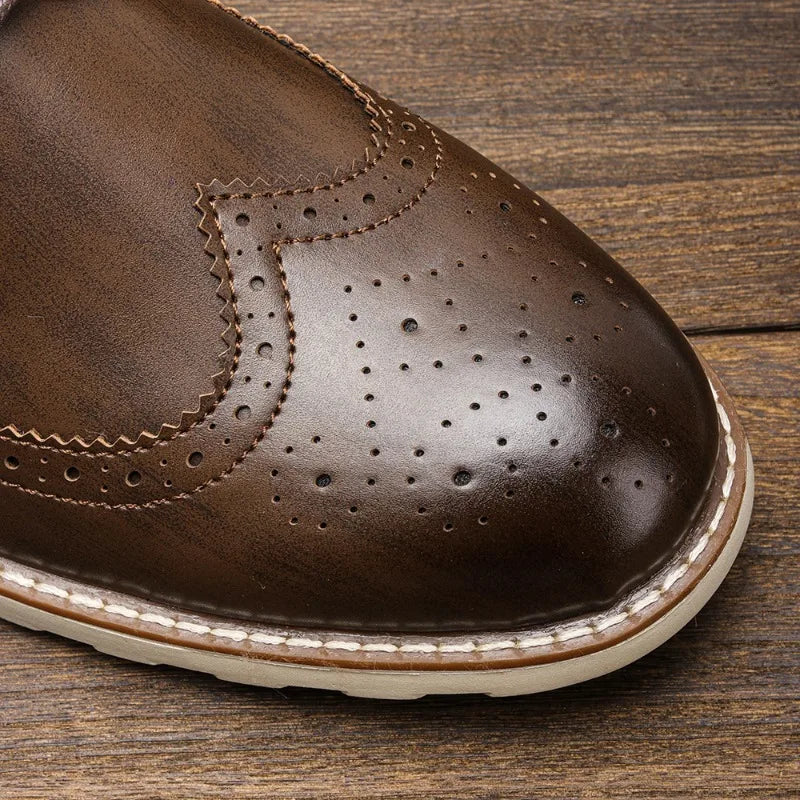 Herre Brogue Oxford Sko – Klassisk Wingtip Design med Polstret Sål