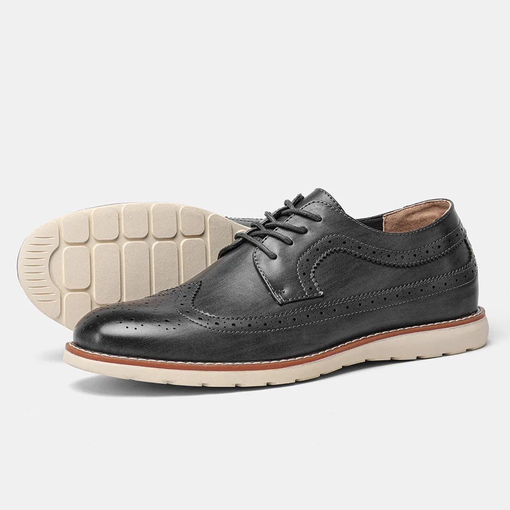 Herre Brogue Oxford Sko – Klassisk Wingtip Design med Polstret Sål