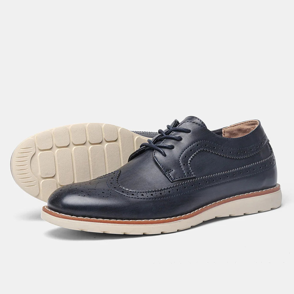 Herre Brogue Oxford Sko – Klassisk Wingtip Design med Polstret Sål
