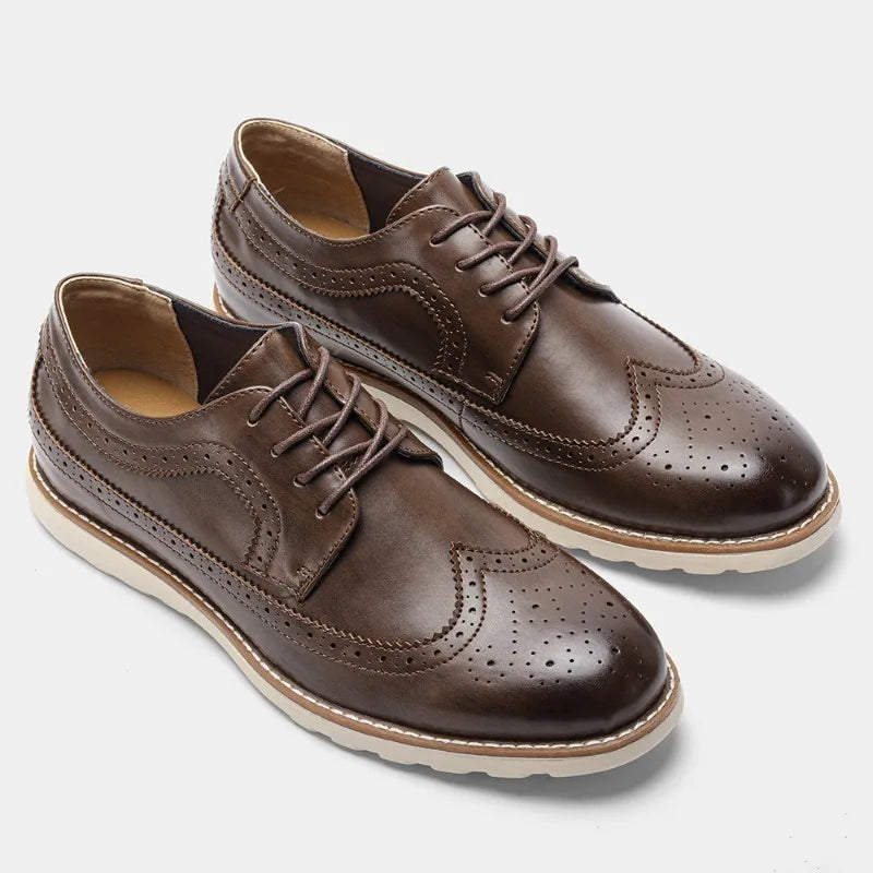 Herre Brogue Oxford Sko – Klassisk Wingtip Design med Polstret Sål