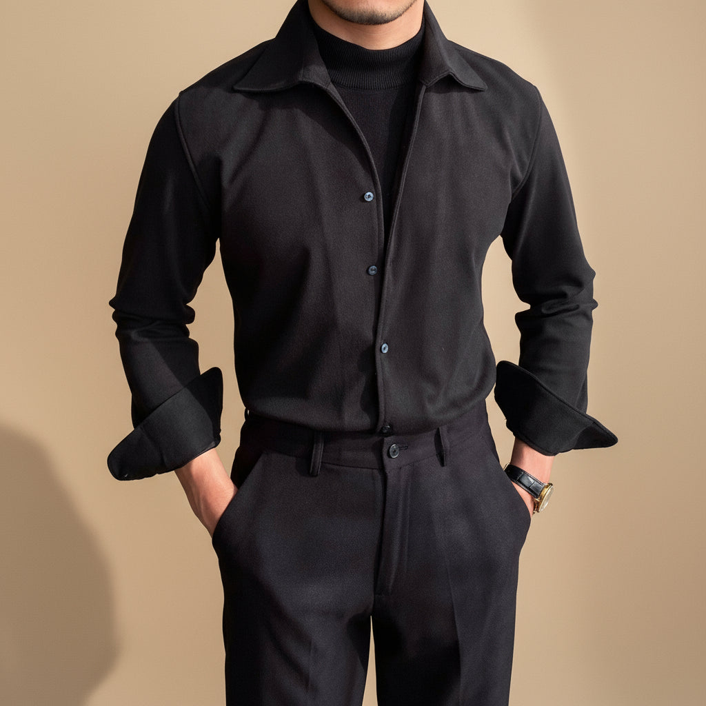 Herre Casual Langærmet Skjorte – Moderne Slim Fit til Hverdagsbrug