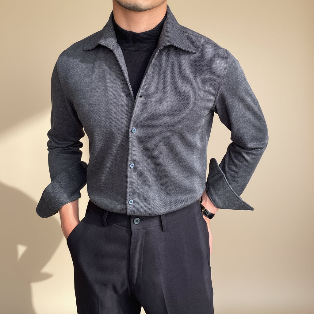 Herre Casual Langærmet Skjorte – Moderne Slim Fit til Hverdagsbrug