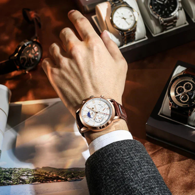 Herre Klassisk Dress Ur – 43mm Urskive med Lys-i-Mørket Detalje