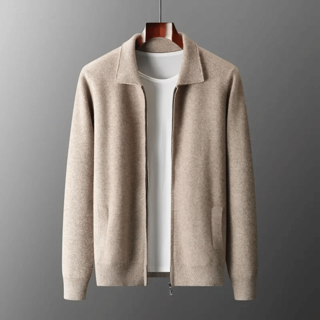 Herre Collared Zip-Up Strik Cardigan – Casual Smart Lag-jakke
