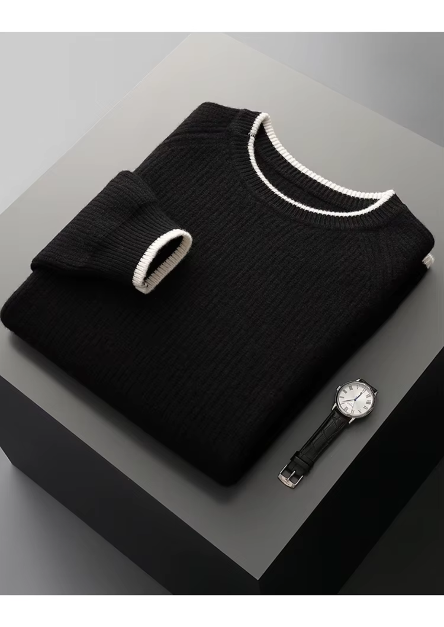Herre Crew Neck Strikket Sweater – Årsæson Smart Casual Essential