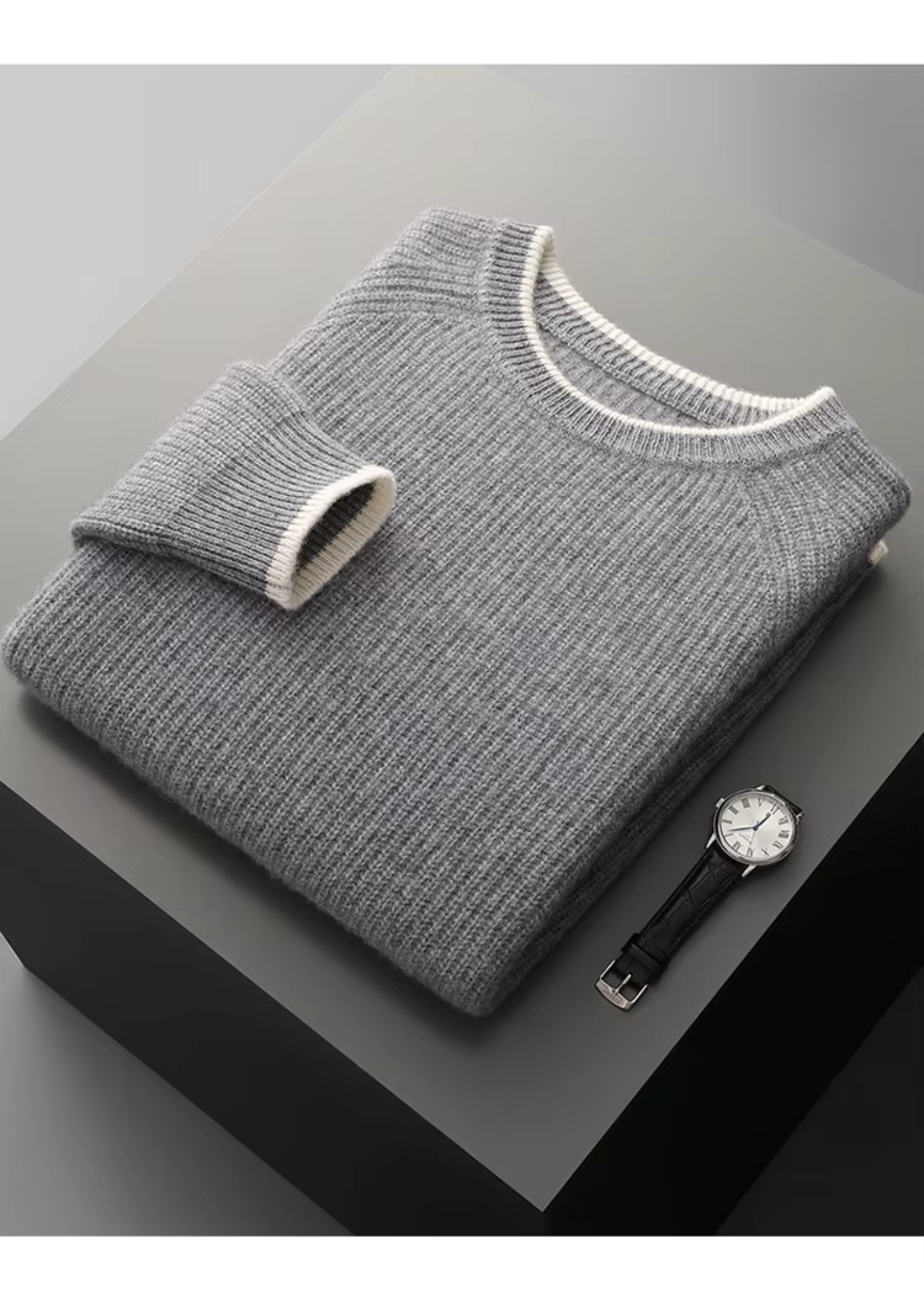 Herre Crew Neck Strikket Sweater – Årsæson Smart Casual Essential
