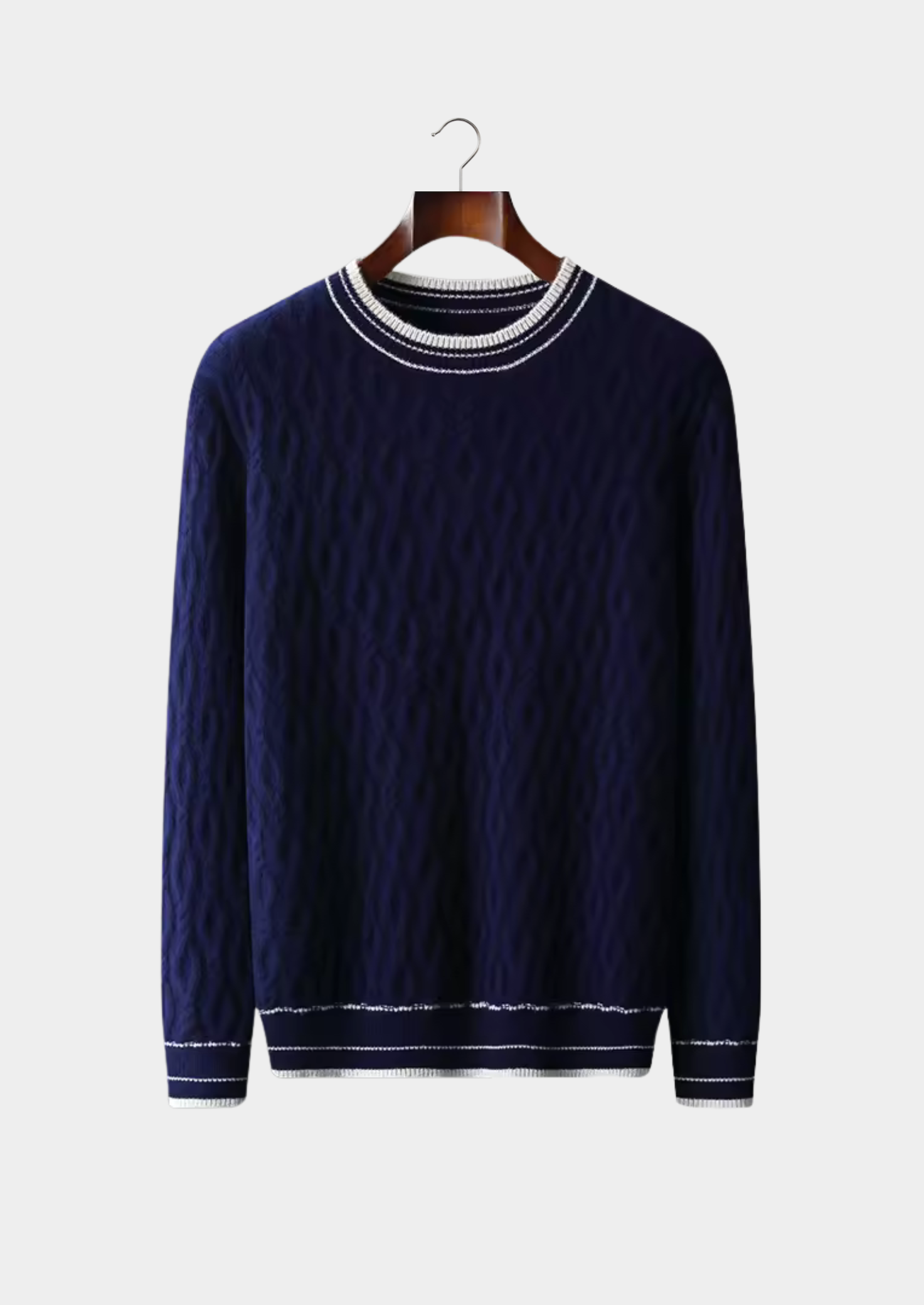 Herre Crew Neck Sweater med Stribet Kant – Raffineret Hverdagslag