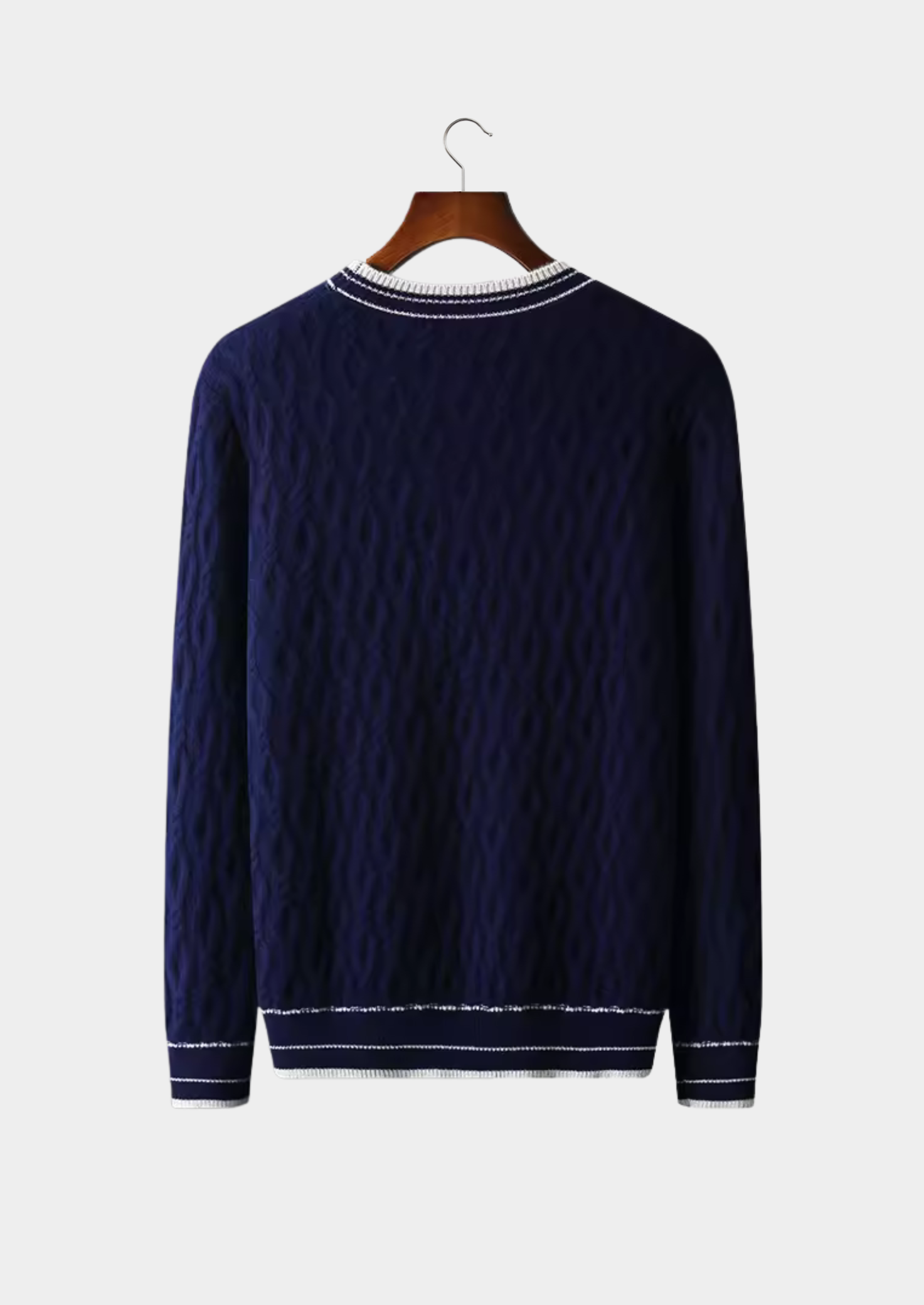 Herre Crew Neck Sweater med Stribet Kant – Raffineret Hverdagslag