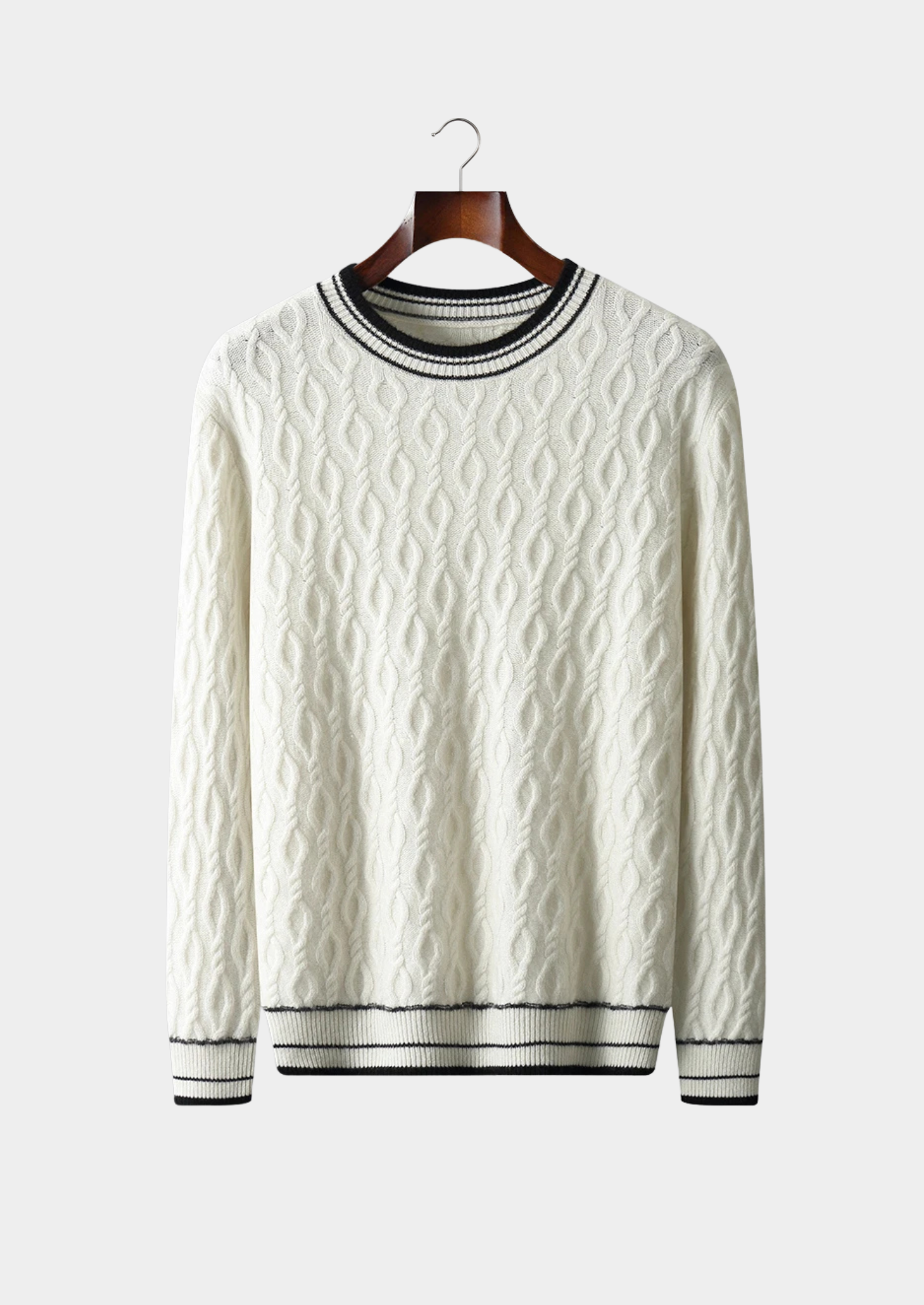 Herre Crew Neck Sweater med Stribet Kant – Raffineret Hverdagslag